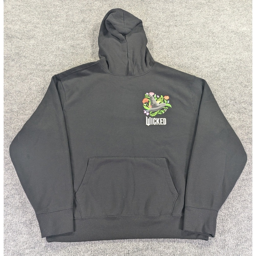 Old Navy Wicked Hoodie Unisex Size XL Black Floral I Feel Wicked Graphic - Picture 1 of 10